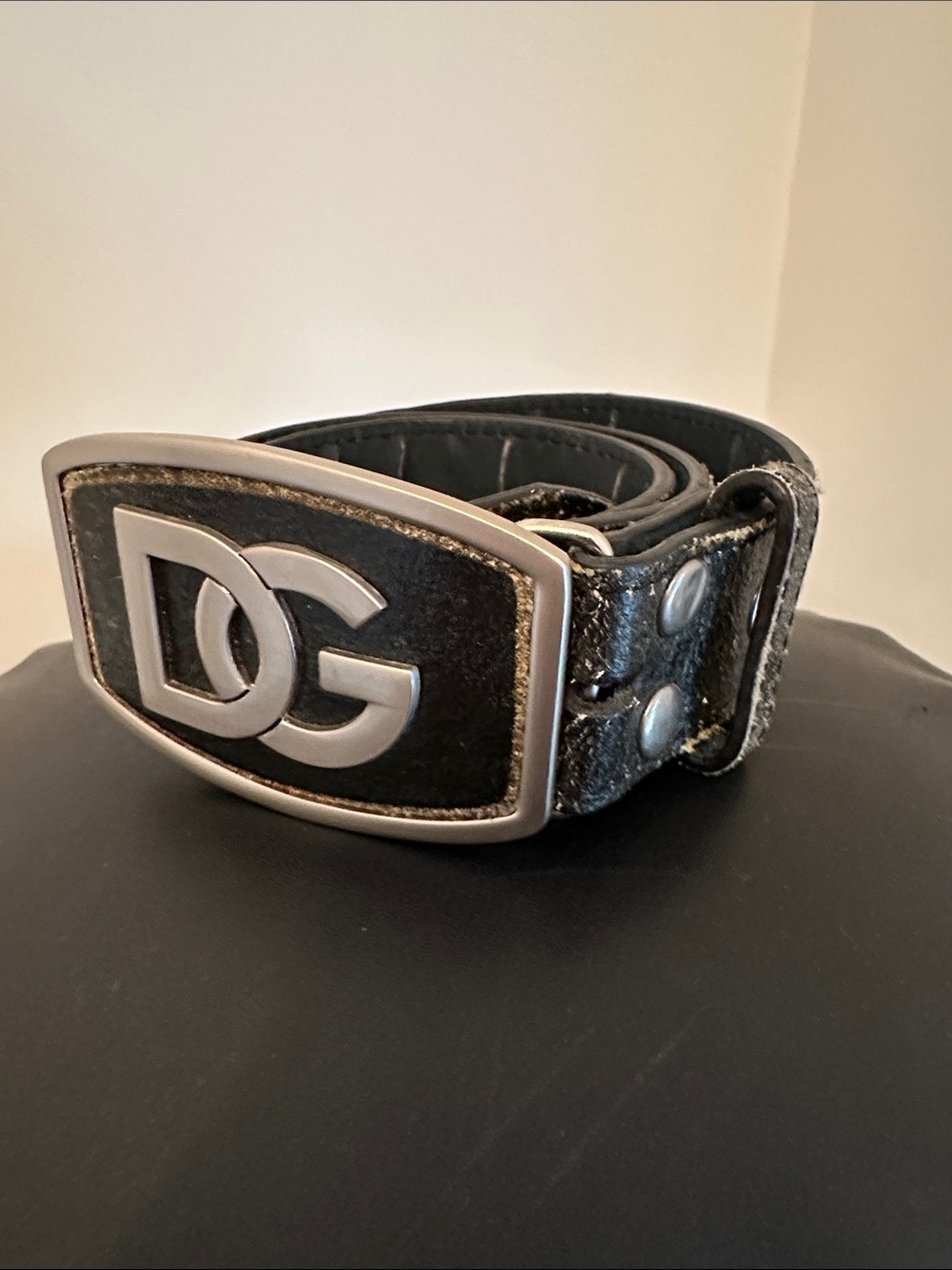 Dolce & Gabbana D&G Black Leather Men’s Belt w/ Buckle - Fits up to Size 35 USED
